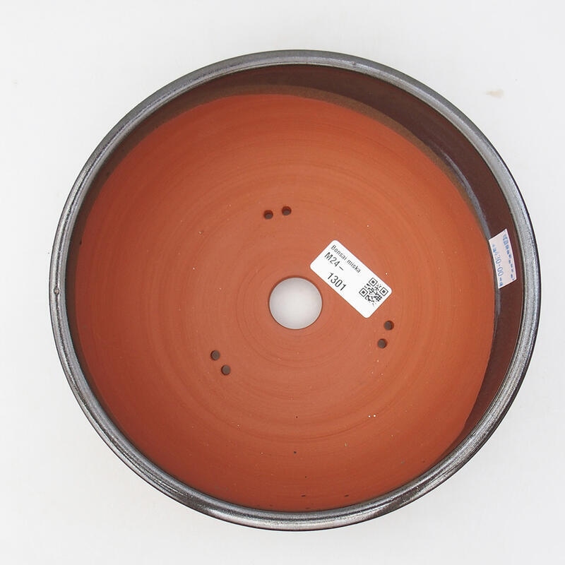 Cuenco bonsái de cerámica 20,5 x 20,5 x 6,5 cm, color metálico