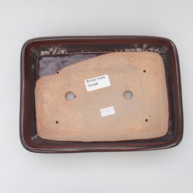 Cuenco bonsái de cerámica 23,5 x 17 x 4 cm, marrón