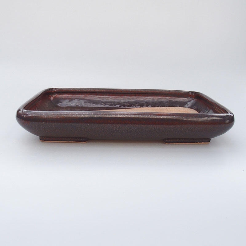 Cuenco bonsái de cerámica 23,5 x 17 x 4 cm, marrón