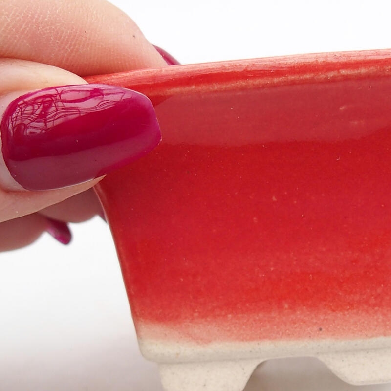 Cuenco bonsái de cerámica 5,5 x 5,5 x 3,5 cm, color rojo