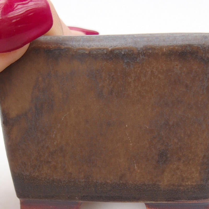 Cuenco bonsái de cerámica 6,5 x 6,5 x 4,5 cm, marrón