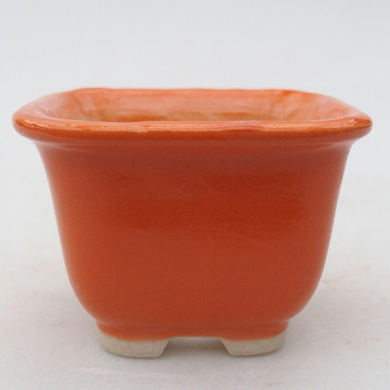 Cuenco bonsái de cerámica 6,5 x 6,5 x 4,5 cm, naranja