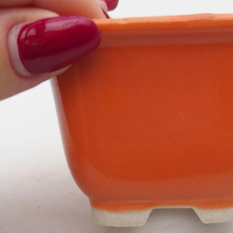 Cuenco bonsái de cerámica 6,5 x 6,5 x 4,5 cm, naranja