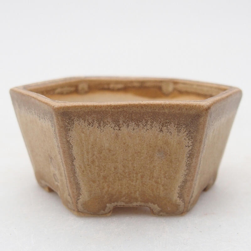 Cuenco bonsái de cerámica 6 x 5,5 x 2,5 cm, color beige