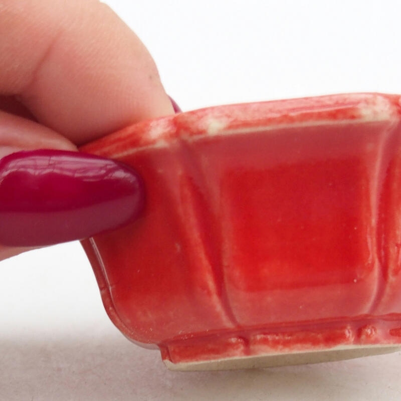 Cuenco bonsái de cerámica 6 x 6 x 2,5 cm, color rojo