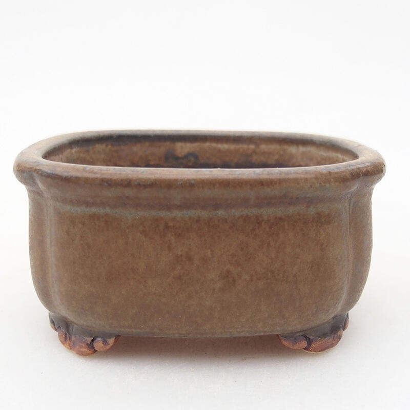 Cuenco bonsái de cerámica 7,5 x 7 x 4 cm, marrón