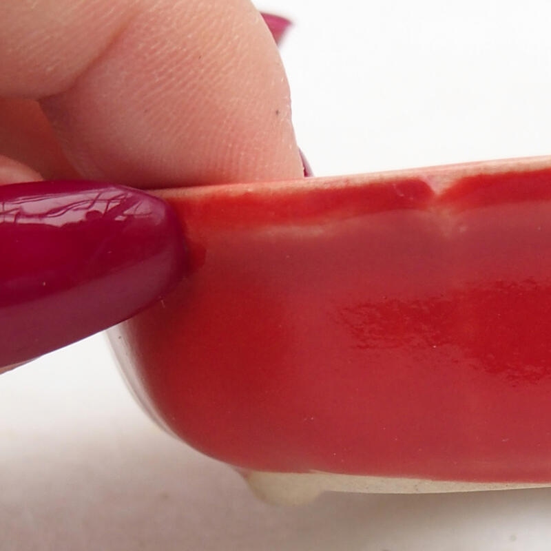 Cuenco bonsái de cerámica 7 x 7 x 2,5 cm, color rojo