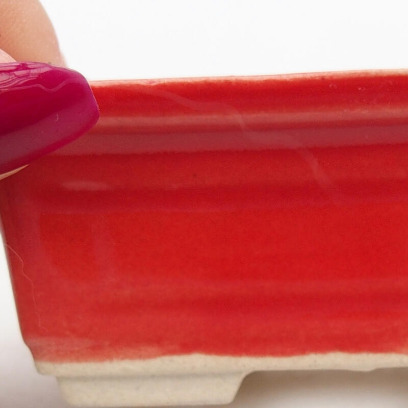 Cuenco bonsái de cerámica 8,5 x 6 x 3,5 cm, color rojo