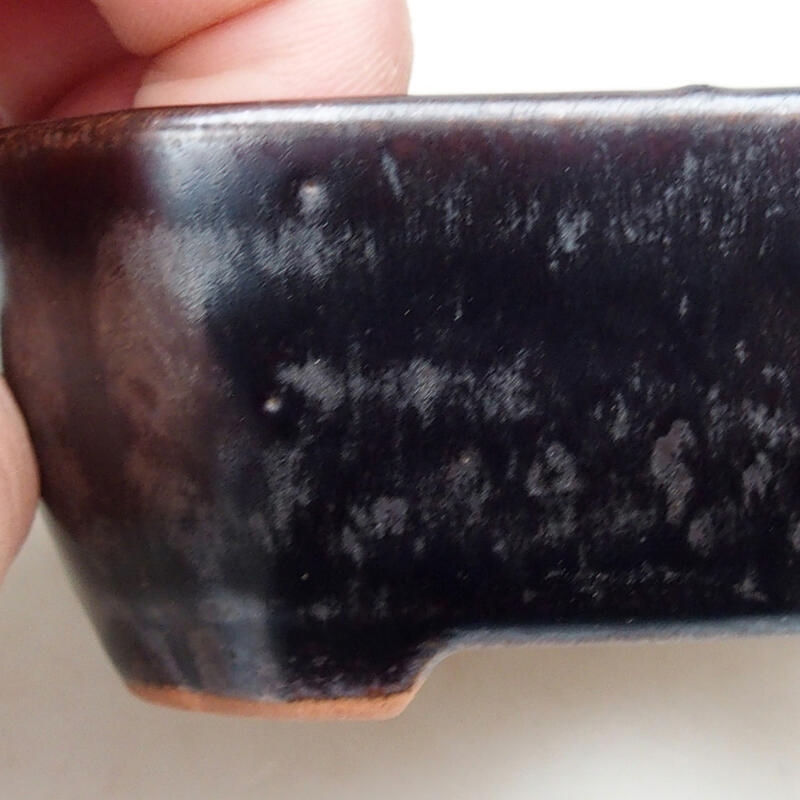 Cuenco bonsái de cerámica 8,5 x 7 x 3,5 cm, color metálico