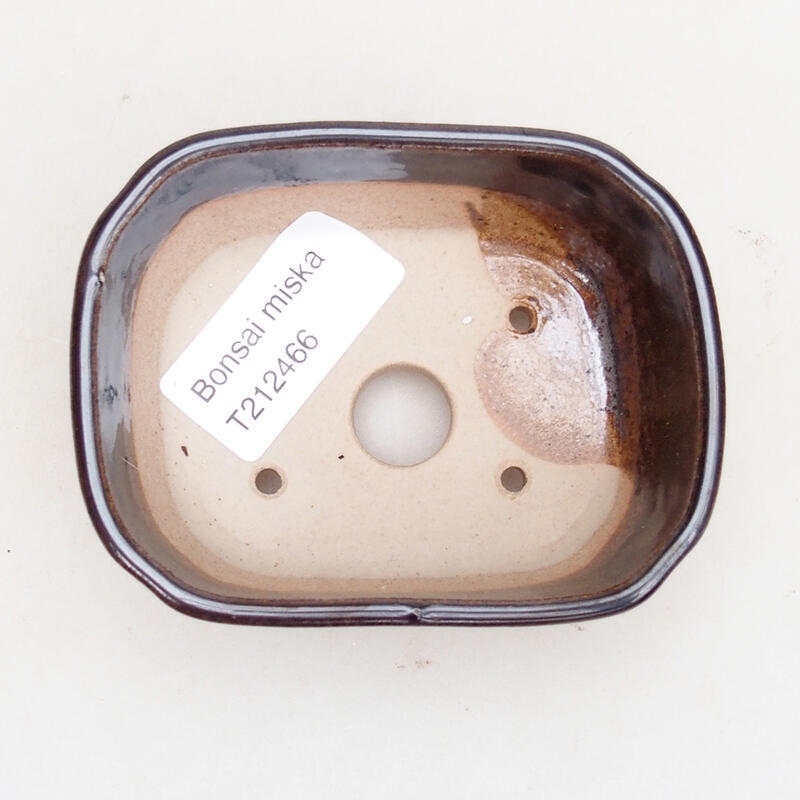 Cuenco bonsái de cerámica 8,5 x 7 x 3,5 cm, color metálico