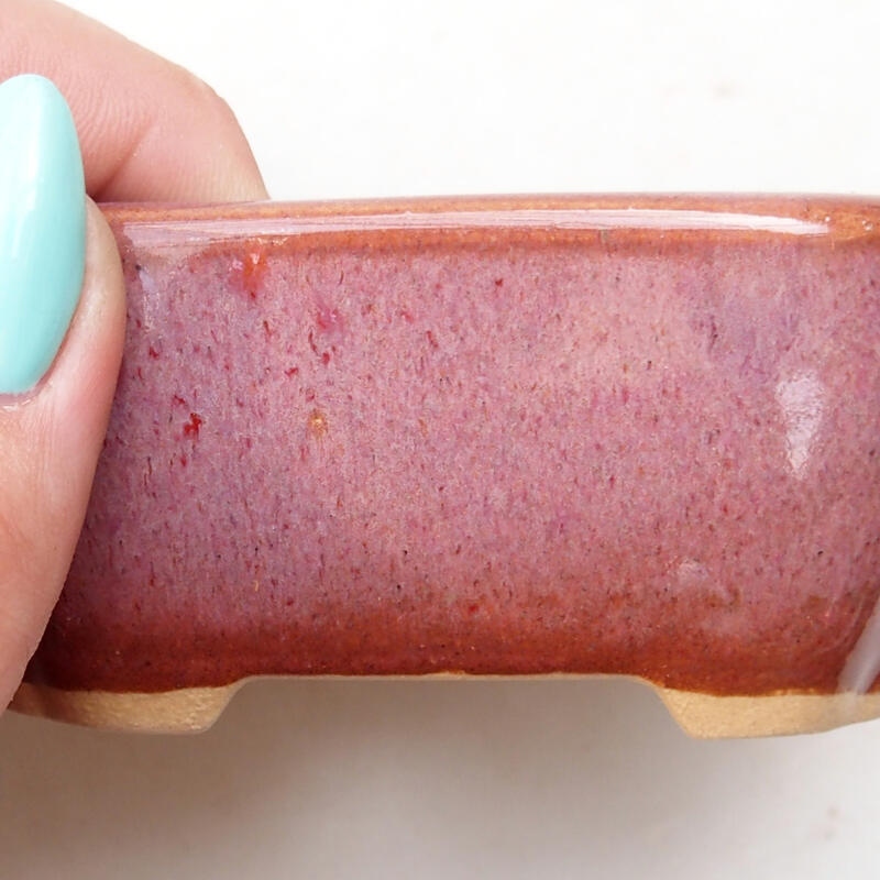 Cuenco bonsái de cerámica 8,5 x 7 x 3,5 cm, rosa-marrón