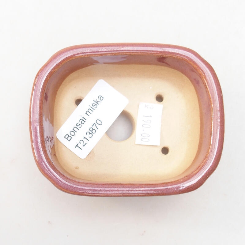 Cuenco bonsái de cerámica 8,5 x 7 x 3,5 cm, rosa-marrón
