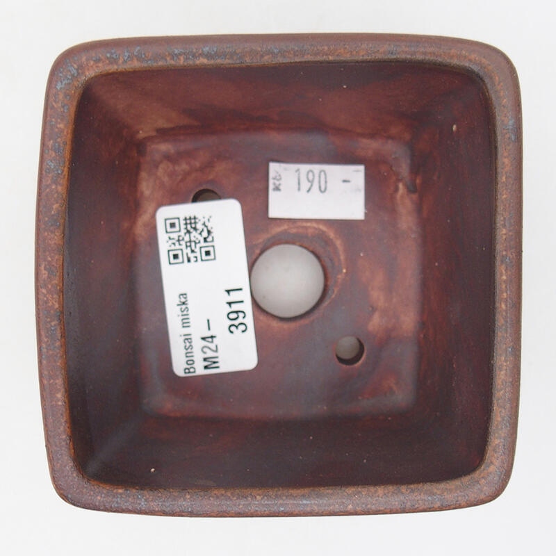 Cuenco bonsái de cerámica 8,5 x 8,5 x 5,5 cm, marrón