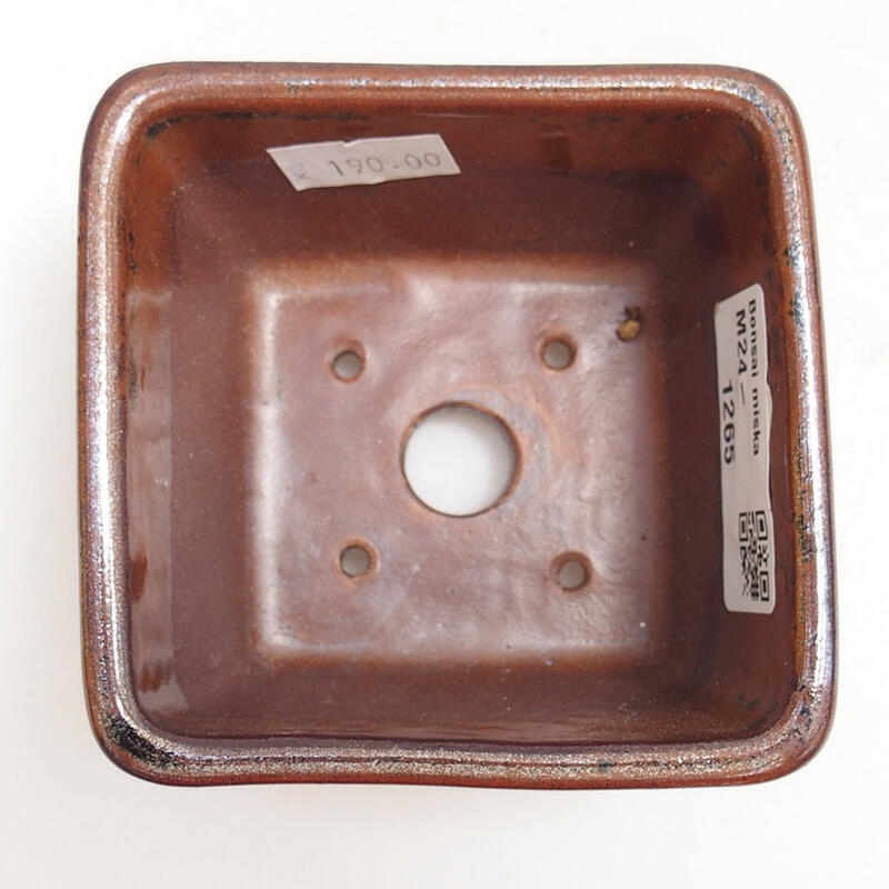 Cuenco bonsái de cerámica 8,5 x 8,5 x 5,5 cm, marrón