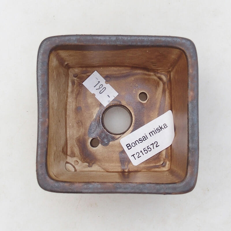 Cuenco bonsái de cerámica 8,5 x 8,5 x 5,5 cm, marrón