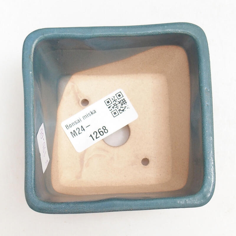 Cuenco bonsái de cerámica 8,5 x 8,5 x 5,5 cm, color azul