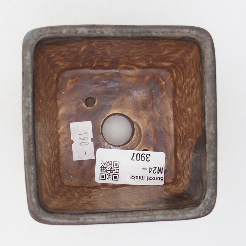 Cuenco bonsái de cerámica 8,5 x 8,5 x 5,5 cm, color azul