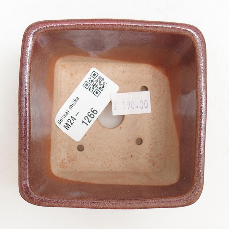 Cuenco bonsái de cerámica 8,5 x 8,5 x 5,5 cm, burdeos