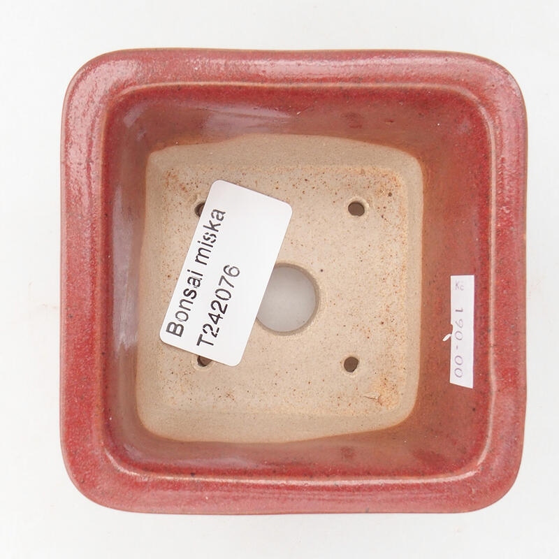 Cuenco bonsái de cerámica 8,5 x 8,5 x 5,5 cm, burdeos