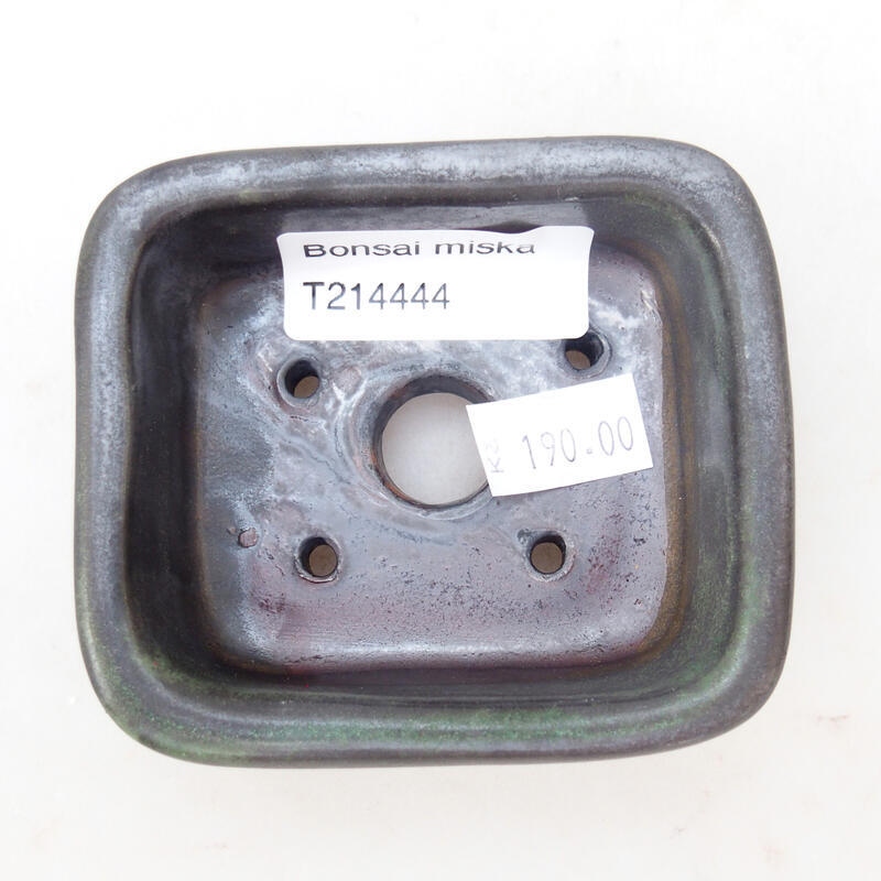 Cuenco bonsái de cerámica 8 x 7 x 3,5 cm, color metálico