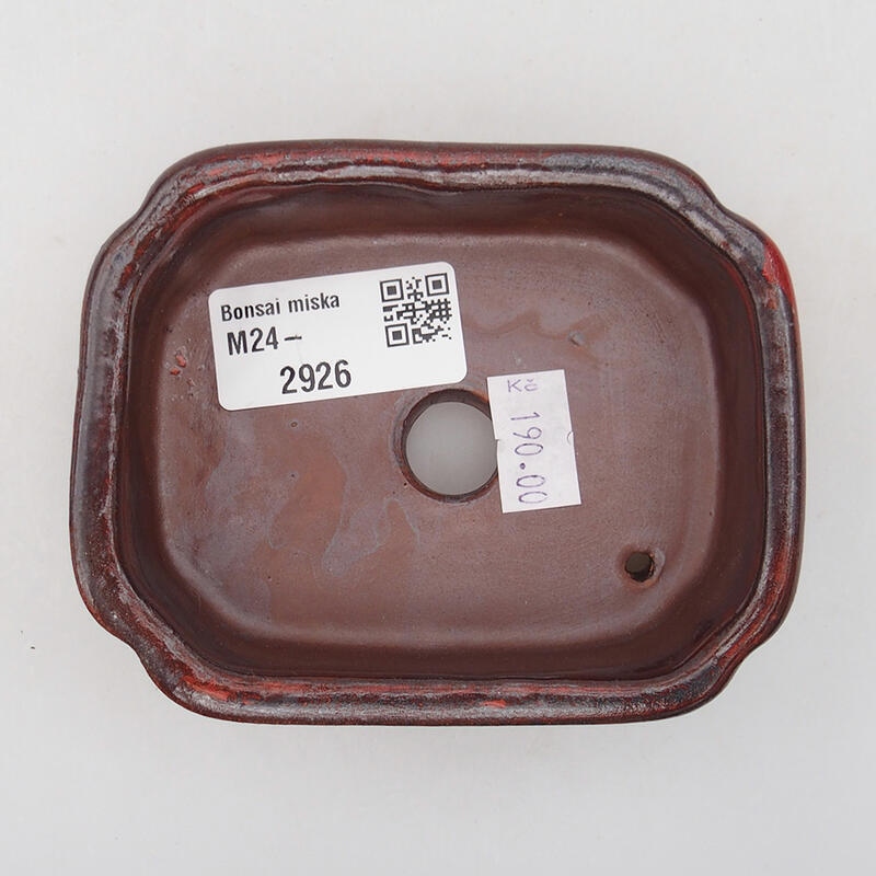 Cuenco bonsái de cerámica 9,5 x 7,5 x 3,5 cm, color rojo