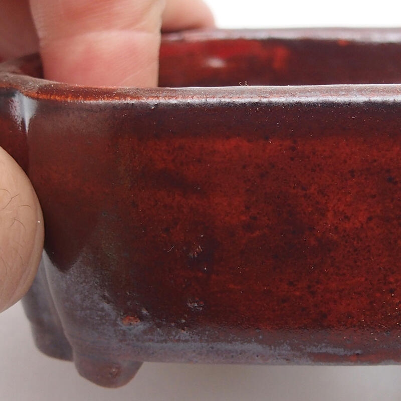 Cuenco bonsái de cerámica 9,5 x 7,5 x 3,5 cm, color rojo