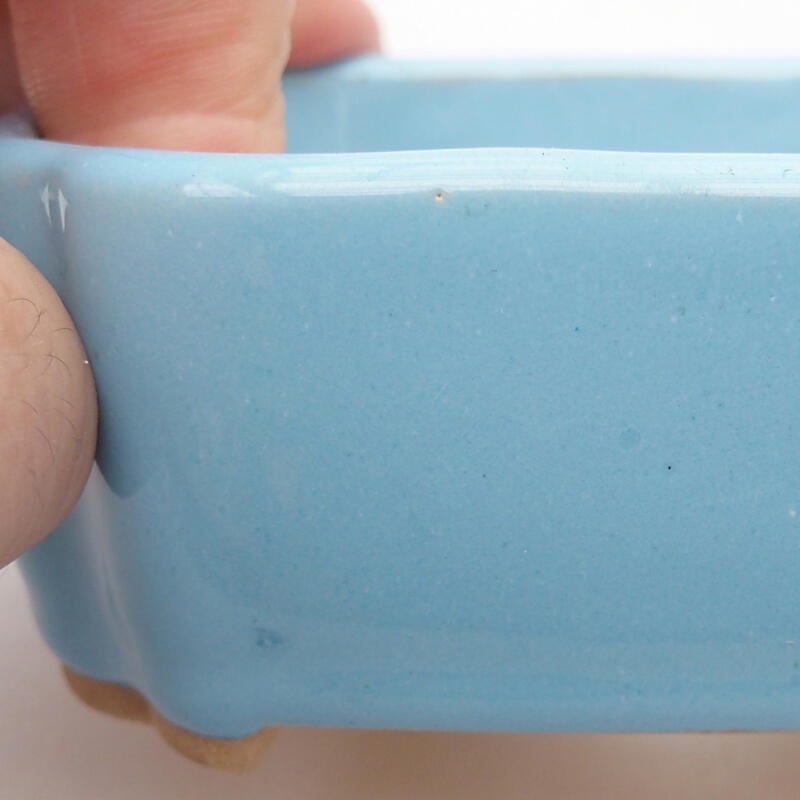 Cuenco bonsái de cerámica 9,5 x 7,5 x 3,5 cm, color azul