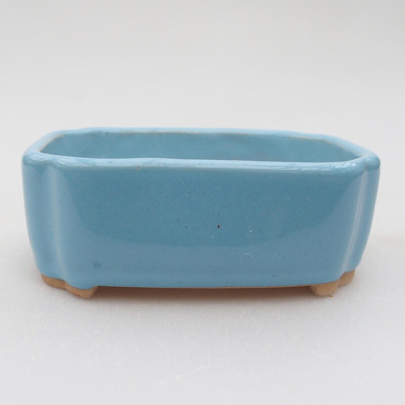 Cuenco bonsái de cerámica 9,5 x 7,5 x 3,5 cm, color azul