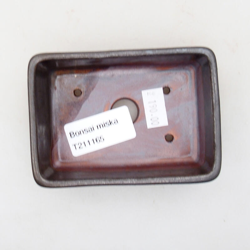 Cuenco bonsái de cerámica 9,5 x 7 x 2,5 cm, color metálico