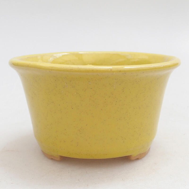 Cuenco bonsái de cerámica 9,5 x 9,5 x 5,5 cm, amarillo