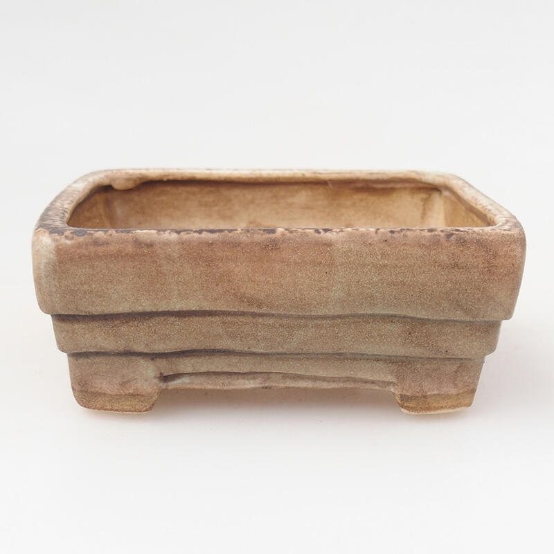 Cuenco bonsái de cerámica 9 x 7,5 x 3,5 cm, color marrón-verde