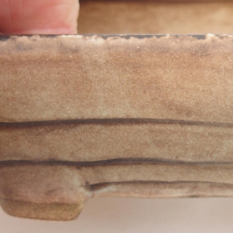 Cuenco bonsái de cerámica 9 x 7,5 x 3,5 cm, color marrón-verde