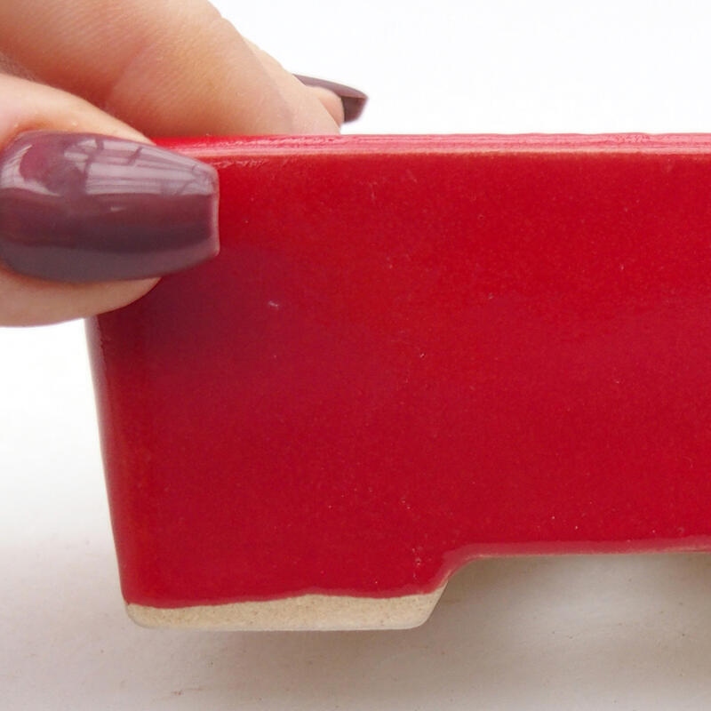 Cuenco bonsái de cerámica 9 x 7 x 4,5 cm, color rojo