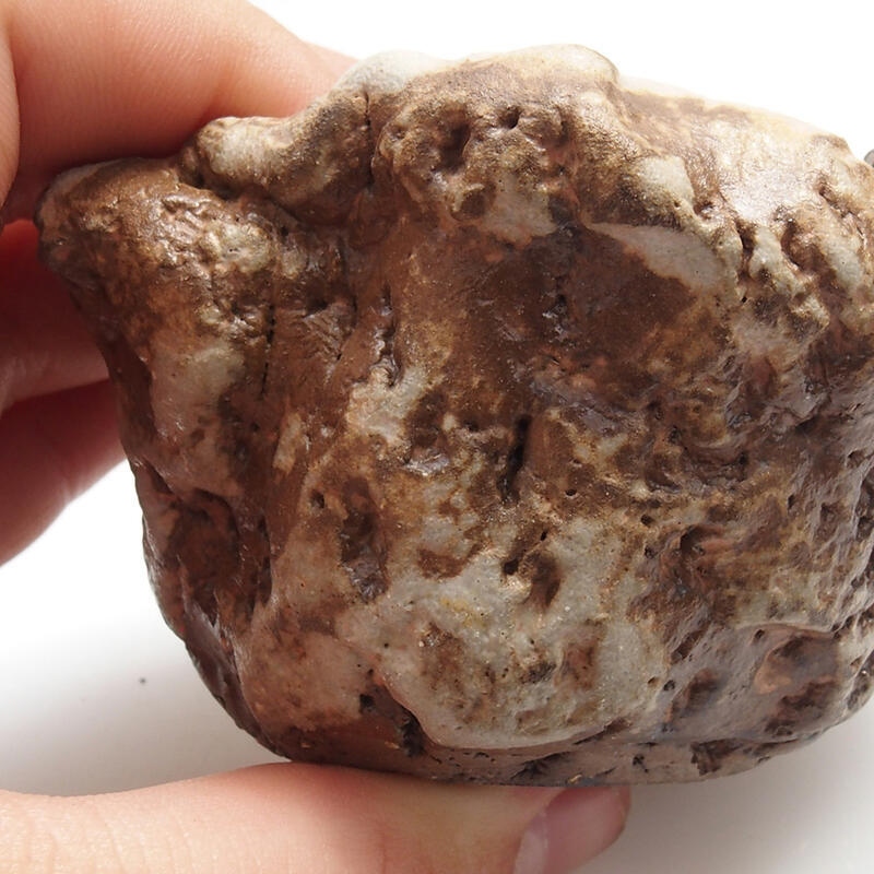 Concha de cerámica 5 x 6 x 4 cm , color verde-marrón