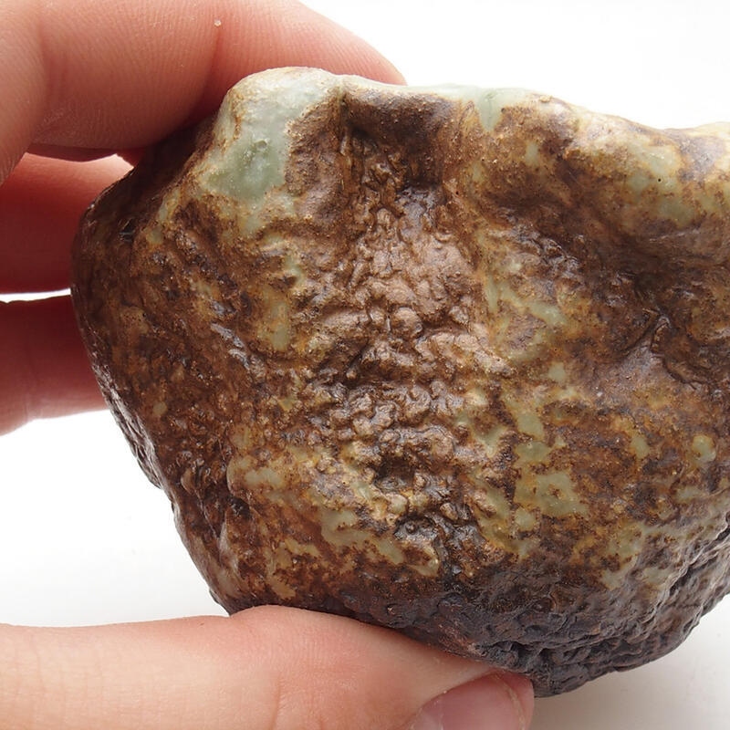 Concha de cerámica 6 x 5 x 5 cm , color verde-marrón