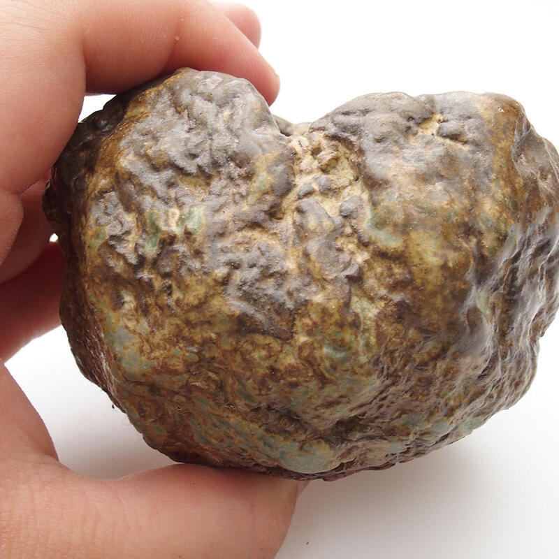 Concha de cerámica 6 x 5 x 6 cm , color verde-marrón