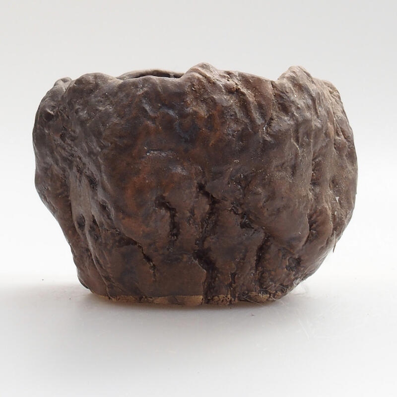 Concha de cerámica 7 x 7 x 6 cm , color verde-marrón