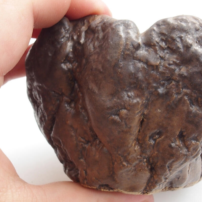 Concha de cerámica 7 x 7 x 6 cm , color verde-marrón