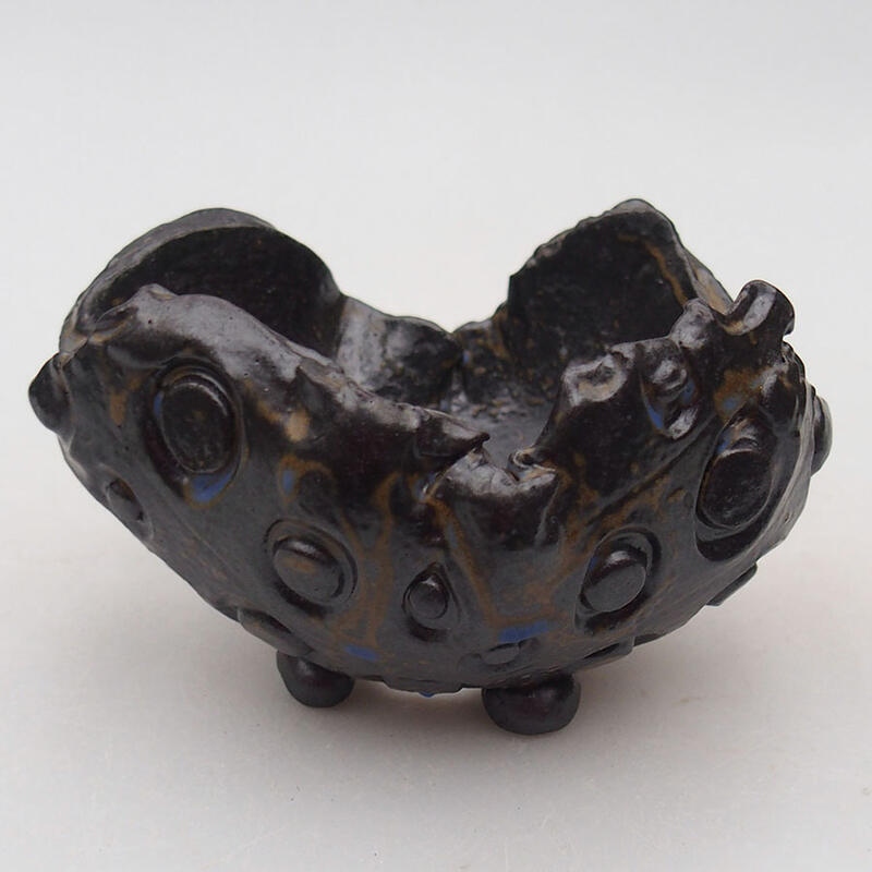 Concha de cerámica 9,5 x 9 x 6 cm , color marrón-azul