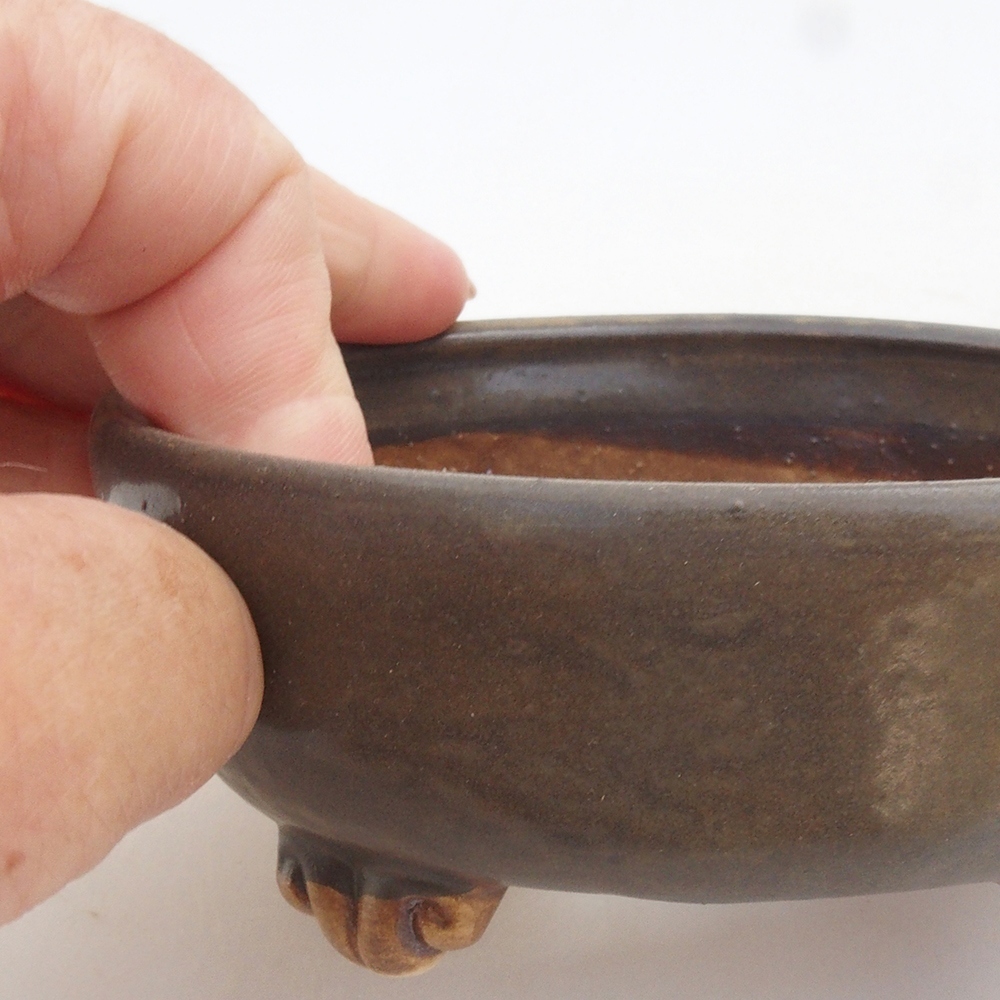 Cuenco bonsái de cerámica 10 x 8,5 x 4 cm, marrón