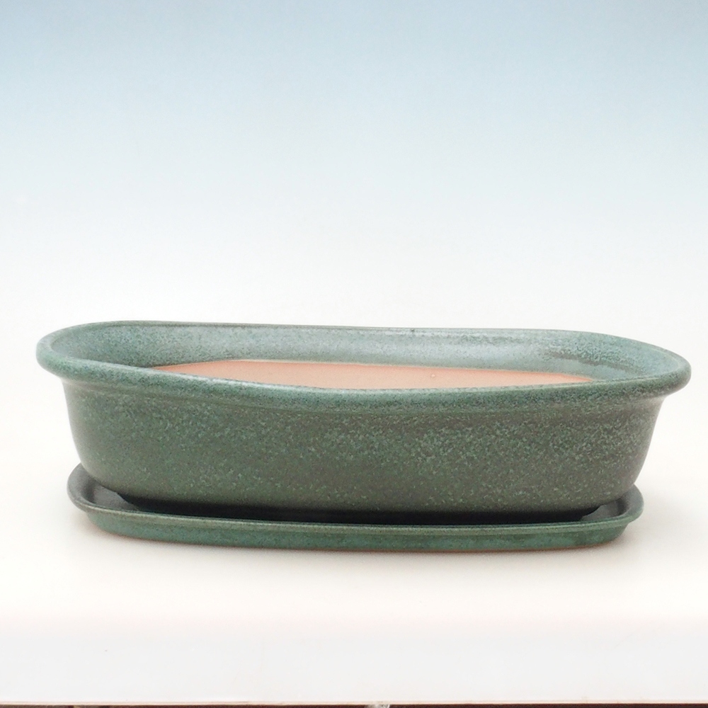Cuenco bonsái + platillo H10 - 37 x 28 x 9 cm - verde