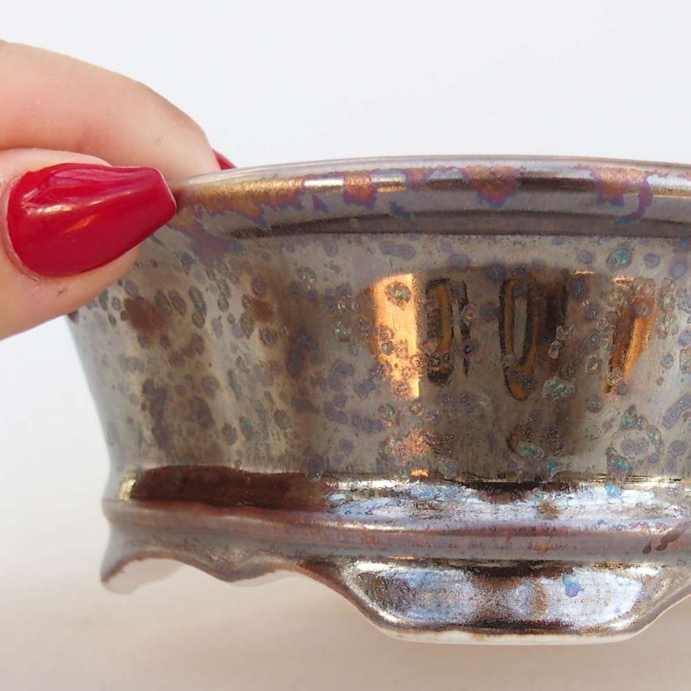 Cuenco bonsái de cerámica 13 x 12 x 5 cm, color dorado