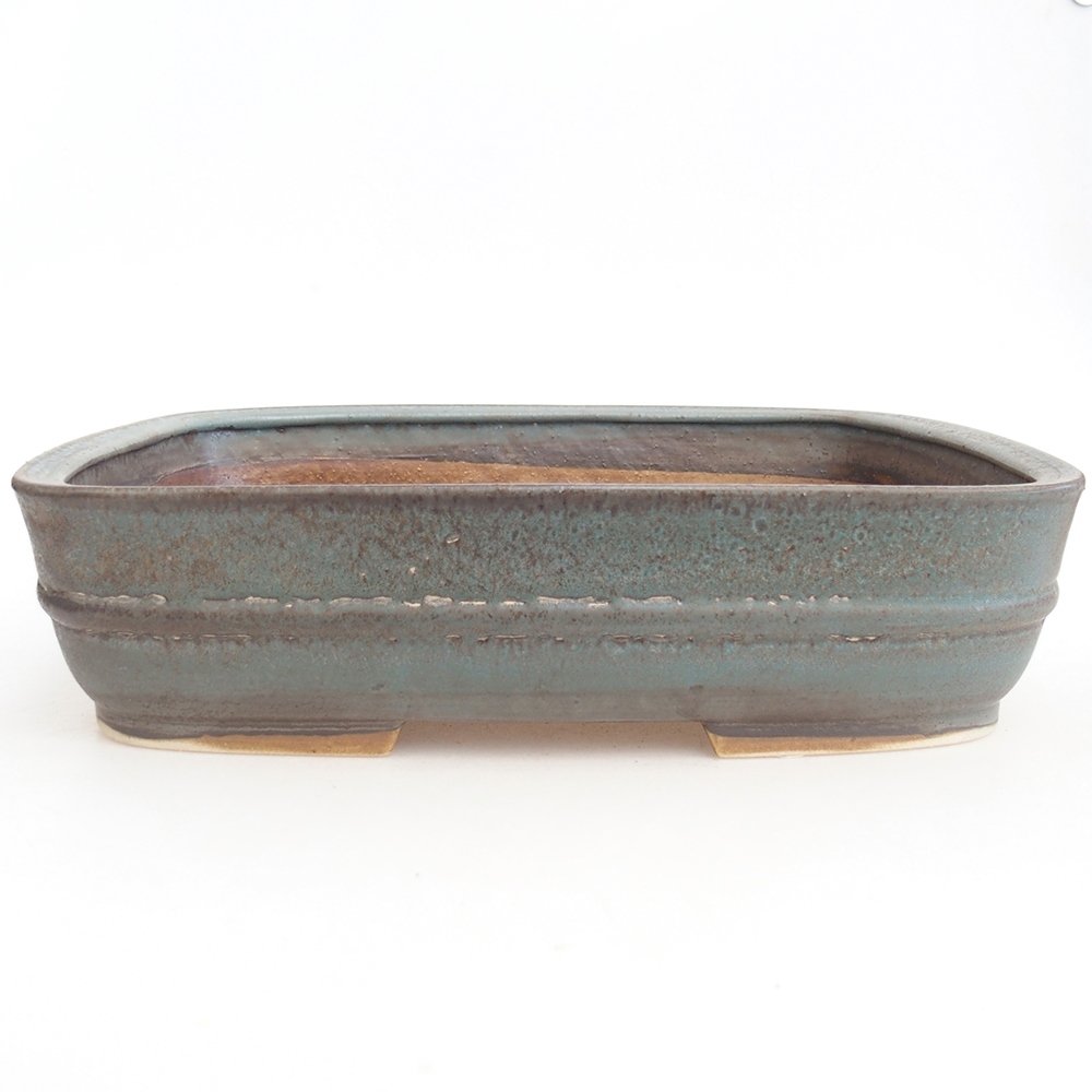 Cuenco bonsái de cerámica 29,5 x 25 x 7 cm, color azul