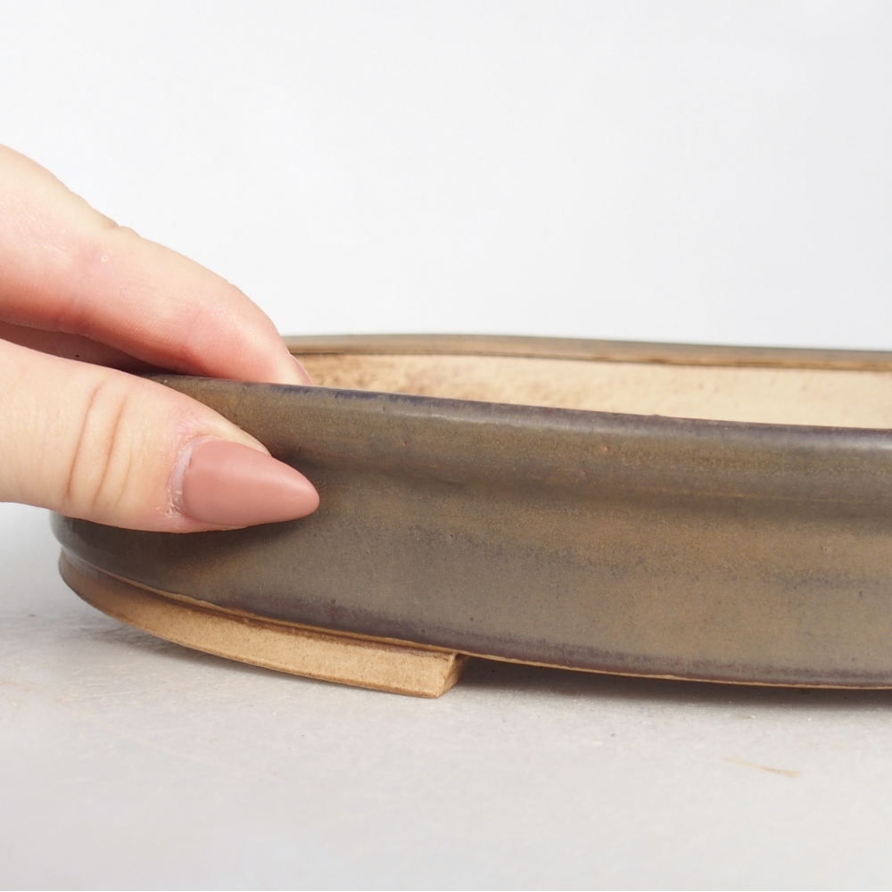 Cuenco bonsái de cerámica 30,5 x 26,5 x 4 cm, marrón