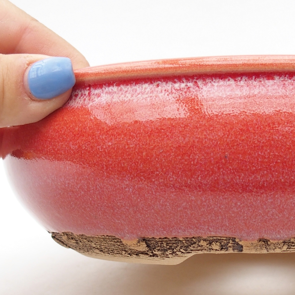 Cuenco bonsái de cerámica 19 x 19 x 6 cm, color rojo