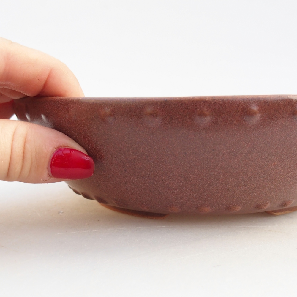 Cuenco bonsái de cerámica 17,5 x 17,5 x 5 cm, color burdeos