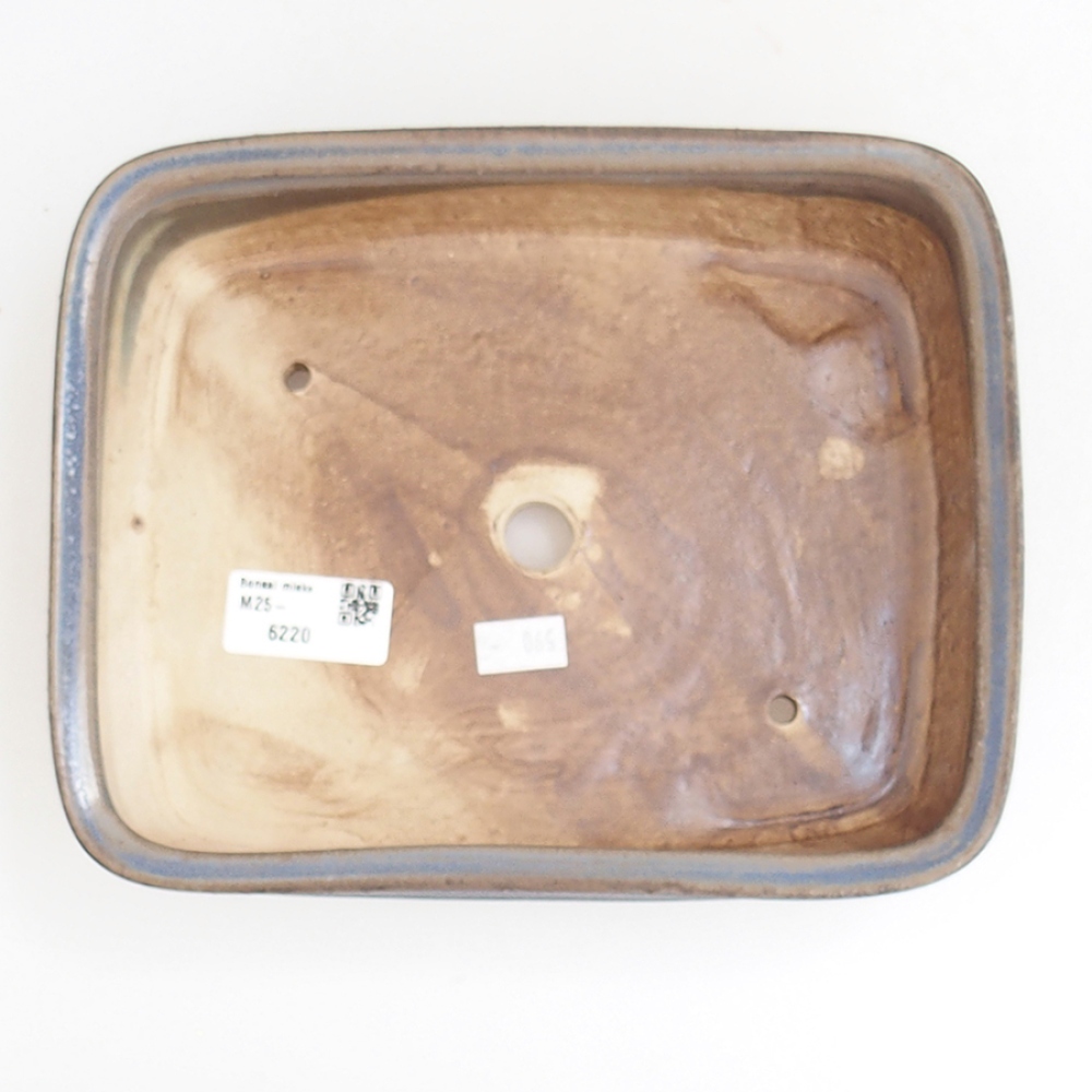 Cuenco bonsai de cerámica 21,5 x 17,5 x 5,5 cm, color azul