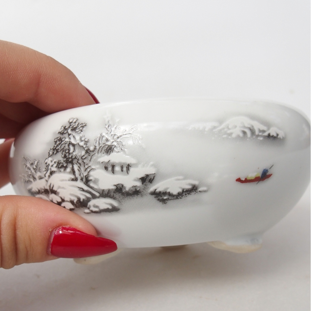 Cuenco bonsái de cerámica 10 x 10 x 5 cm, color blanco