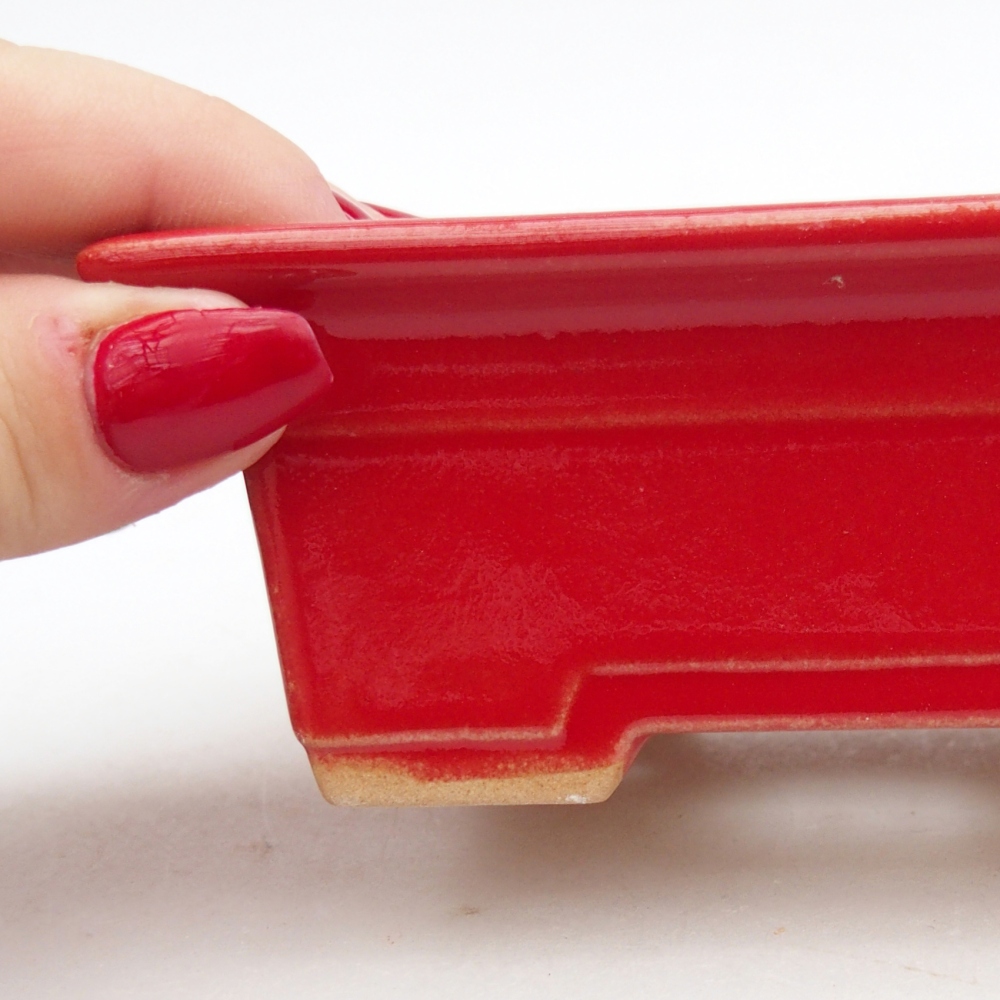 Cuenco bonsái de cerámica 11 x 8,5 x 4 cm, color rojo
