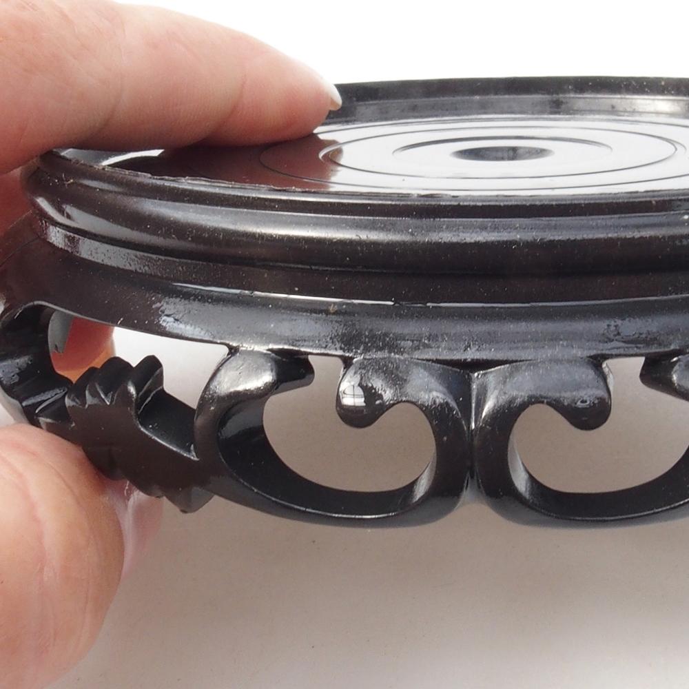 Mesa de plástico para bonsái redonda 11 x 11 x 3,5 cm, color negro